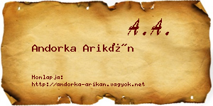 Andorka Arikán névjegykártya